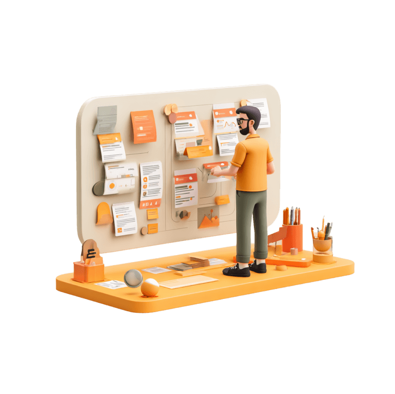 Planification sur tableau avec post-its